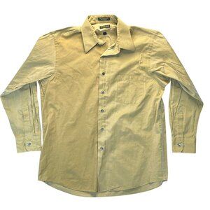 Van Heusen Mens Dress Shirt Size 16 1/4 32/33 Beige Long Sleeve Button-Up Cotton